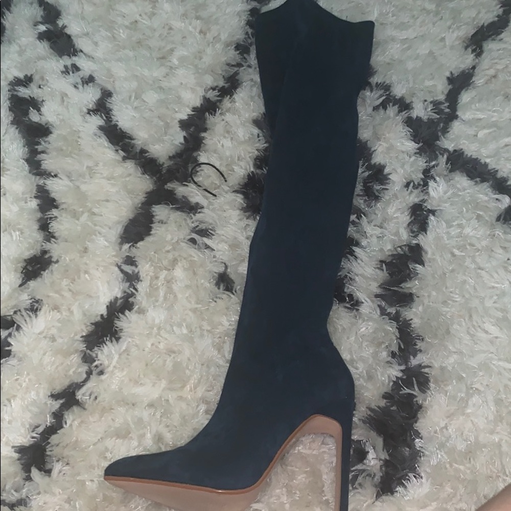 Teal knee high boots